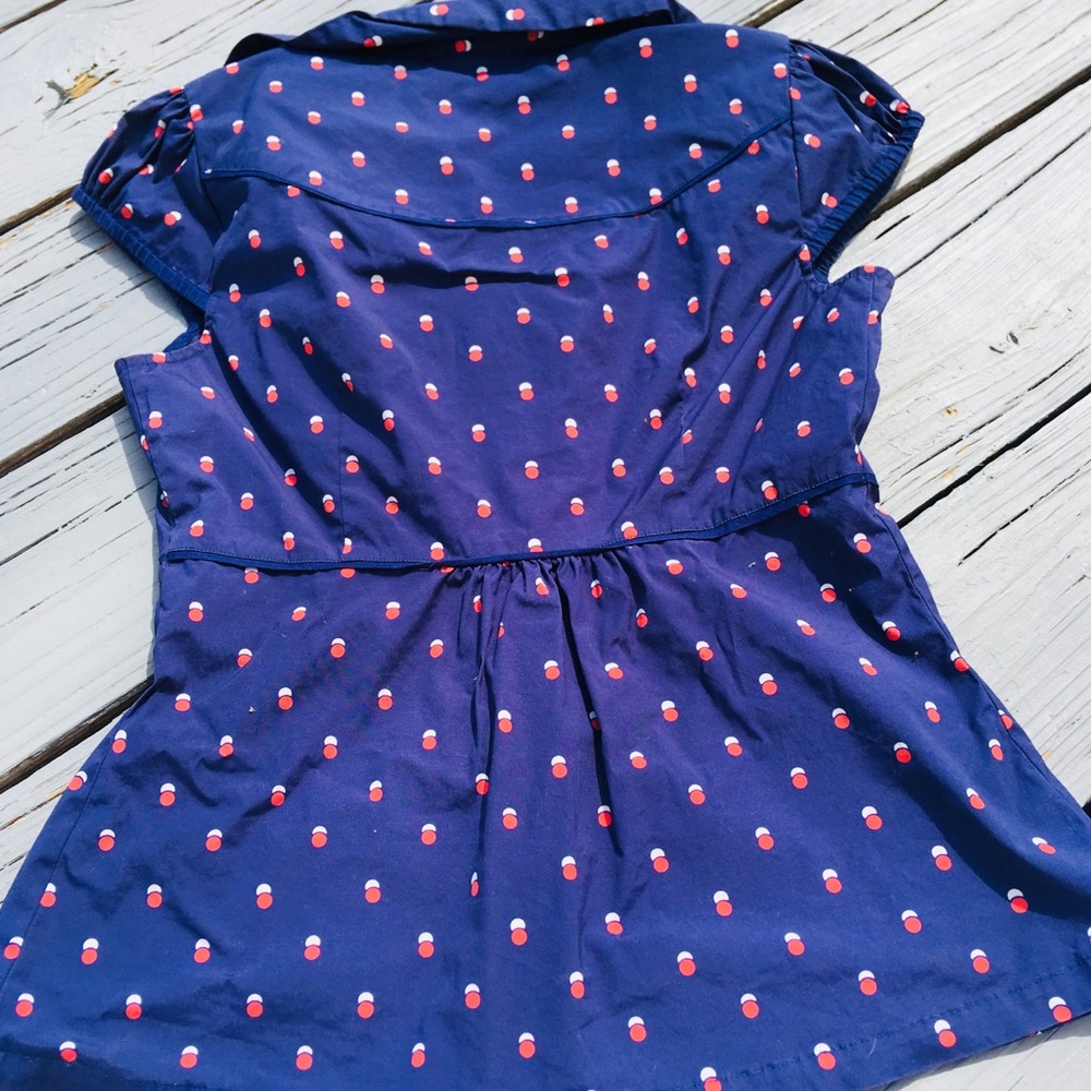 Anthropologie odille Lunar Eclipse top 2 y2k navy blue geo moon eclipse - Picture 4 of 4